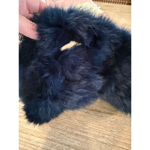 Genuine Rex Rabbit Pull Through Neck Scarf Dark Blue - Picture 4 of 4